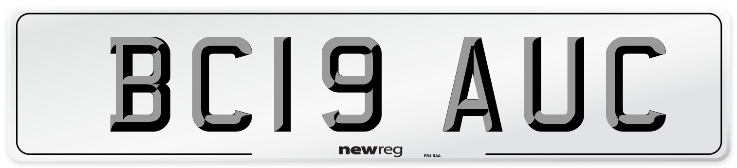 BC19 AUC Number Plate from New Reg